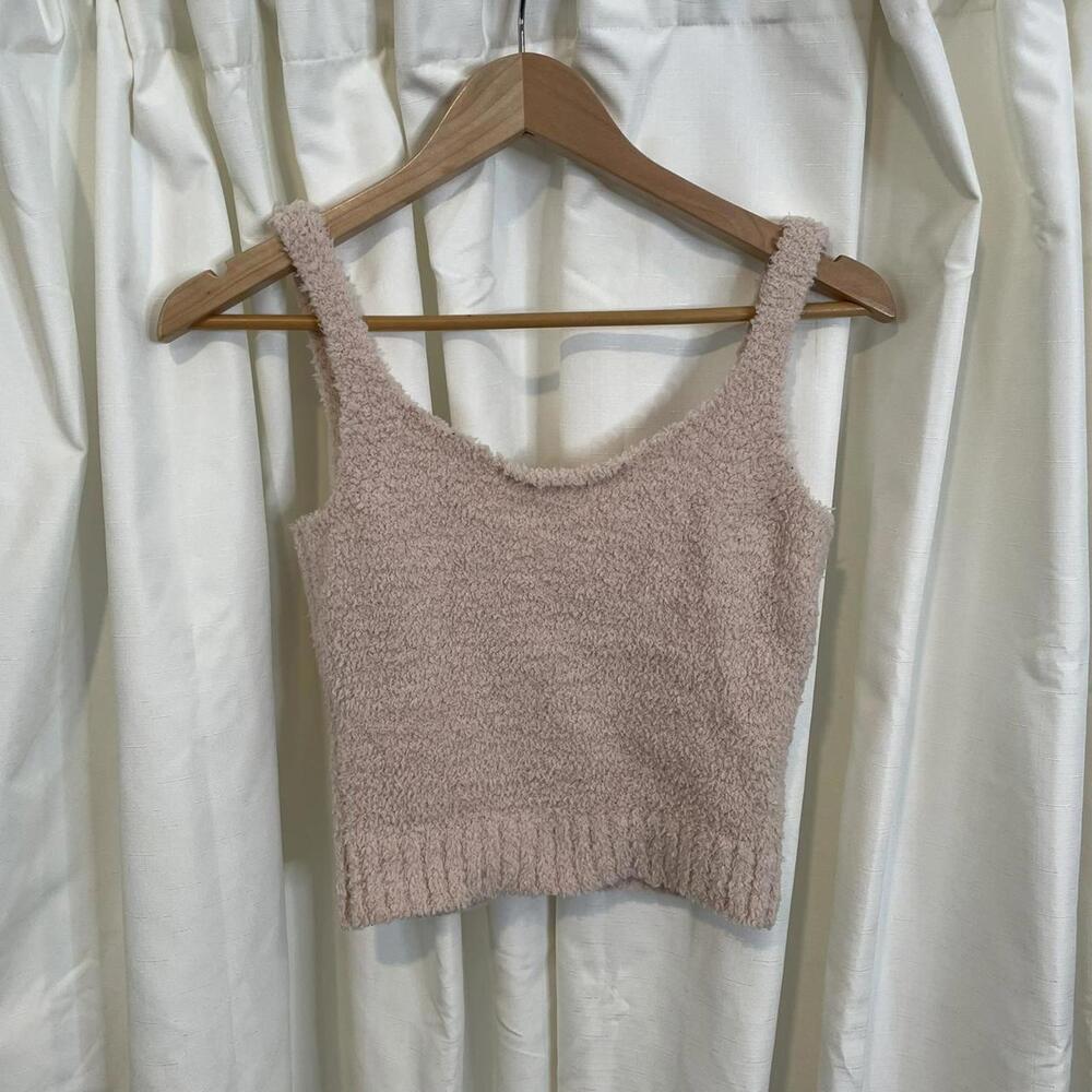 skims Pink fuzzy cropped tank top Size S/M - Picture 5 of 5
